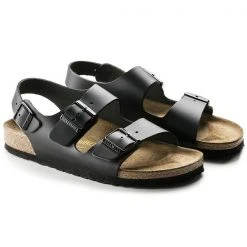 Birkenstock Milano Sandal Natural Leather Black