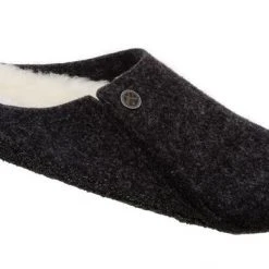 Birkenstock Zermatt Rivet Shearling Mens Slippers Anthracite