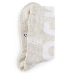 Birkenstock Beige White Cotton Slub Logo Socks
