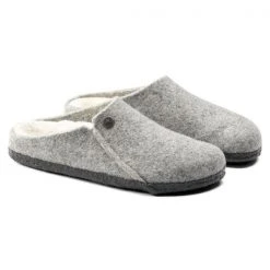Birkenstock Zermatt Rivet Shearling Mens Slippers Light Grey